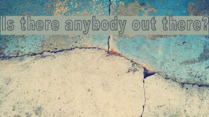 Is there anybody out there? Font examples
