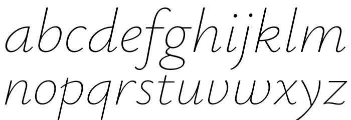 Isabella Sans ExtraLight Italic Font LOWERCASE