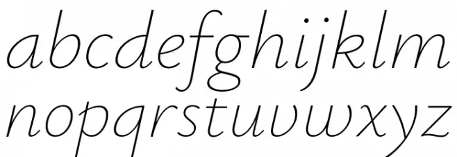 Isabella Sans ExtraLight Italic Schriftart Kleinbuchstaben