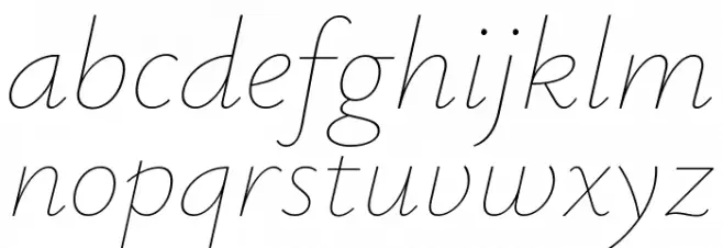 Isabella Sans Thin Italic Caratteri MINUSCOLO
