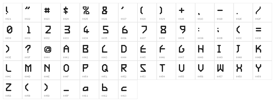 Ishi Regular E. Character Map
