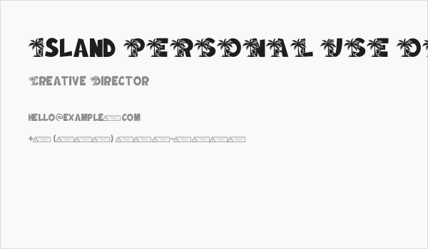 Island PERSONAL USE ONLY! Business Card