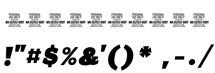 Isle Body PERSONAL USE Black Italic Font OTHER CHARS