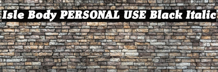 Isle Body PERSONAL USE Black Italic Example 3
