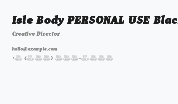 Isle Body PERSONAL USE Black Italic Business Card