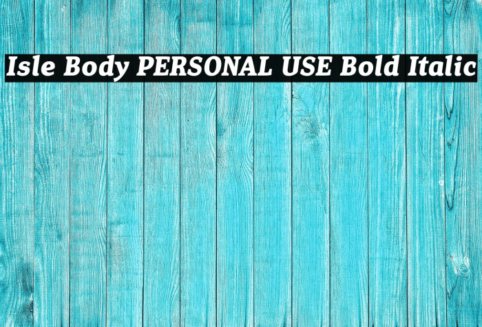 Isle Body PERSONAL USE Bold Italic Example 2