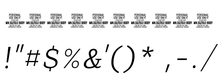 Isle Body PERSONAL USE Light Italic Font OTHER CHARS