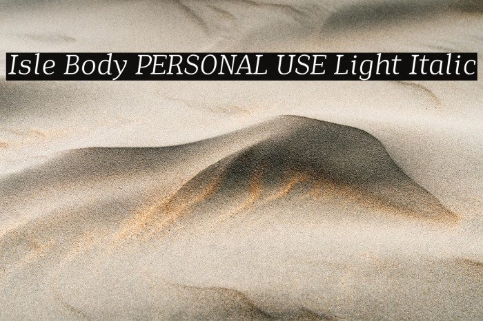 Isle Body PERSONAL USE Light Italic Example 1