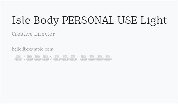 Isle Body PERSONAL USE Light Business Card