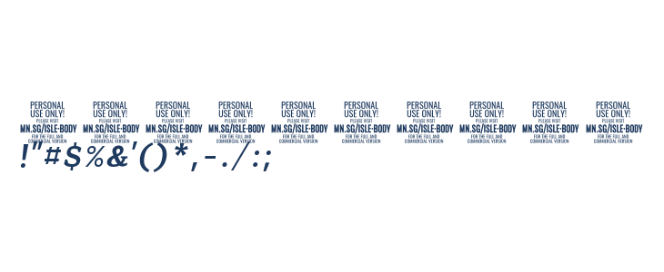 Isle Body PERSONAL USE Medium Italic Other Characters
