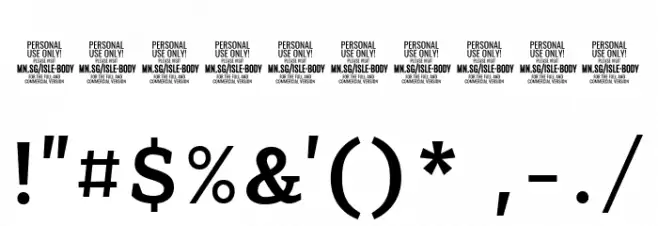 Isle Body PERSONAL USE Medium Font OTHER CHARS