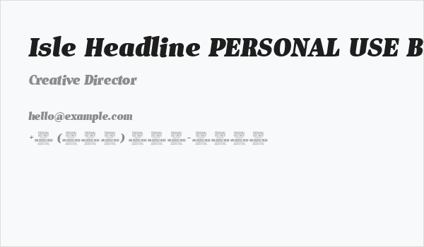 Isle Headline PERSONAL USE Black Italic Business Card