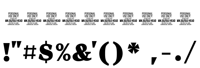 Isle Headline PERSONAL USE Black Font OTHER CHARS
