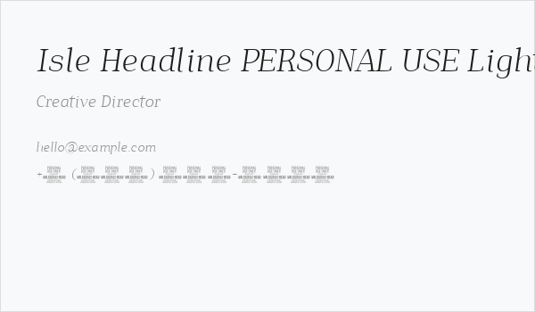 Isle Headline PERSONAL USE Light Italic Business Card
