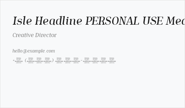 Isle Headline PERSONAL USE Medium Italic Business Card