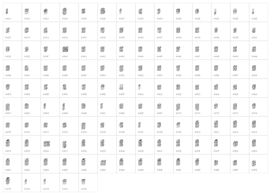 isometric bold Regular Character Map