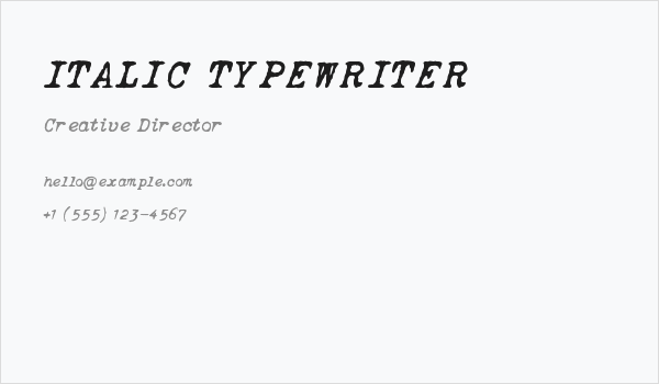 ITALIC TYPEWRITER Business Card