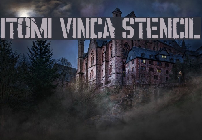 ITOMI VINCA STENCIL Font examples