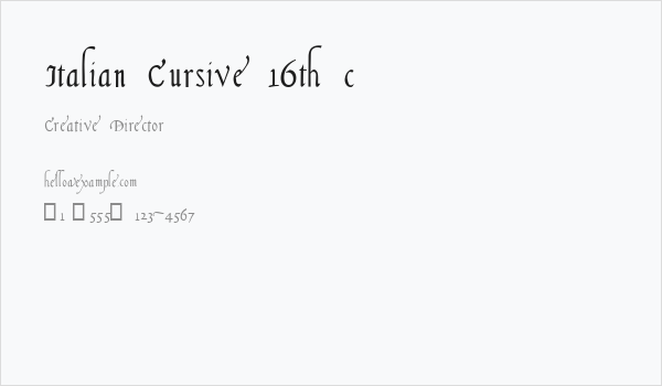 Italian Cursive 16th c Business Card