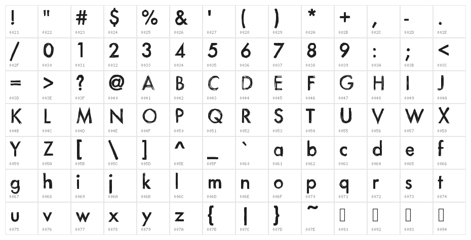 ItsaSketch Character Map