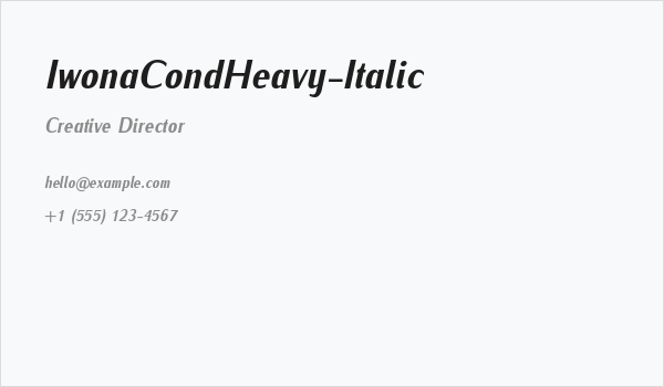 IwonaCondHeavy-Italic Business Card