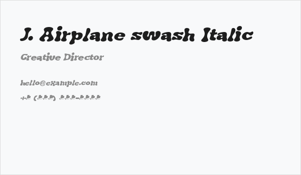 J. Airplane swash Italic Business Card