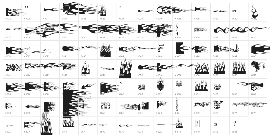 J-Flames Character Map