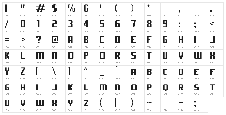 J-LOG Rebellion Sans Small Caps Character Map