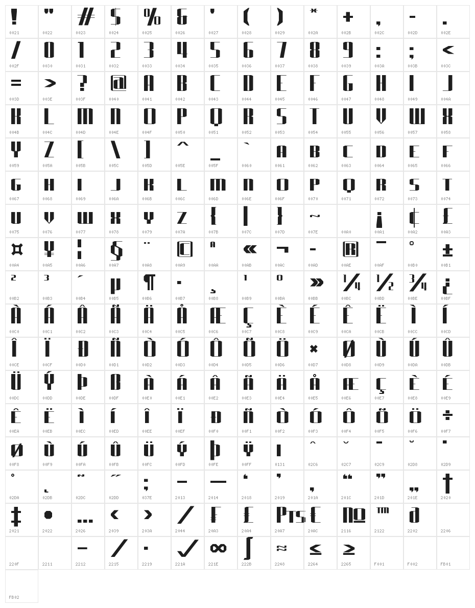 J-LOG Starkwood Sans Small Caps Character Map