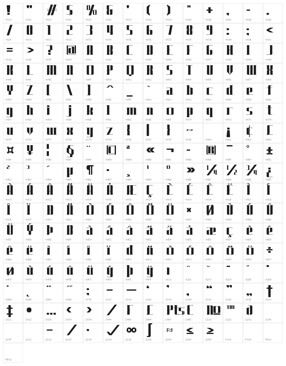J-LOG Starkwood Serif Normal Character Map