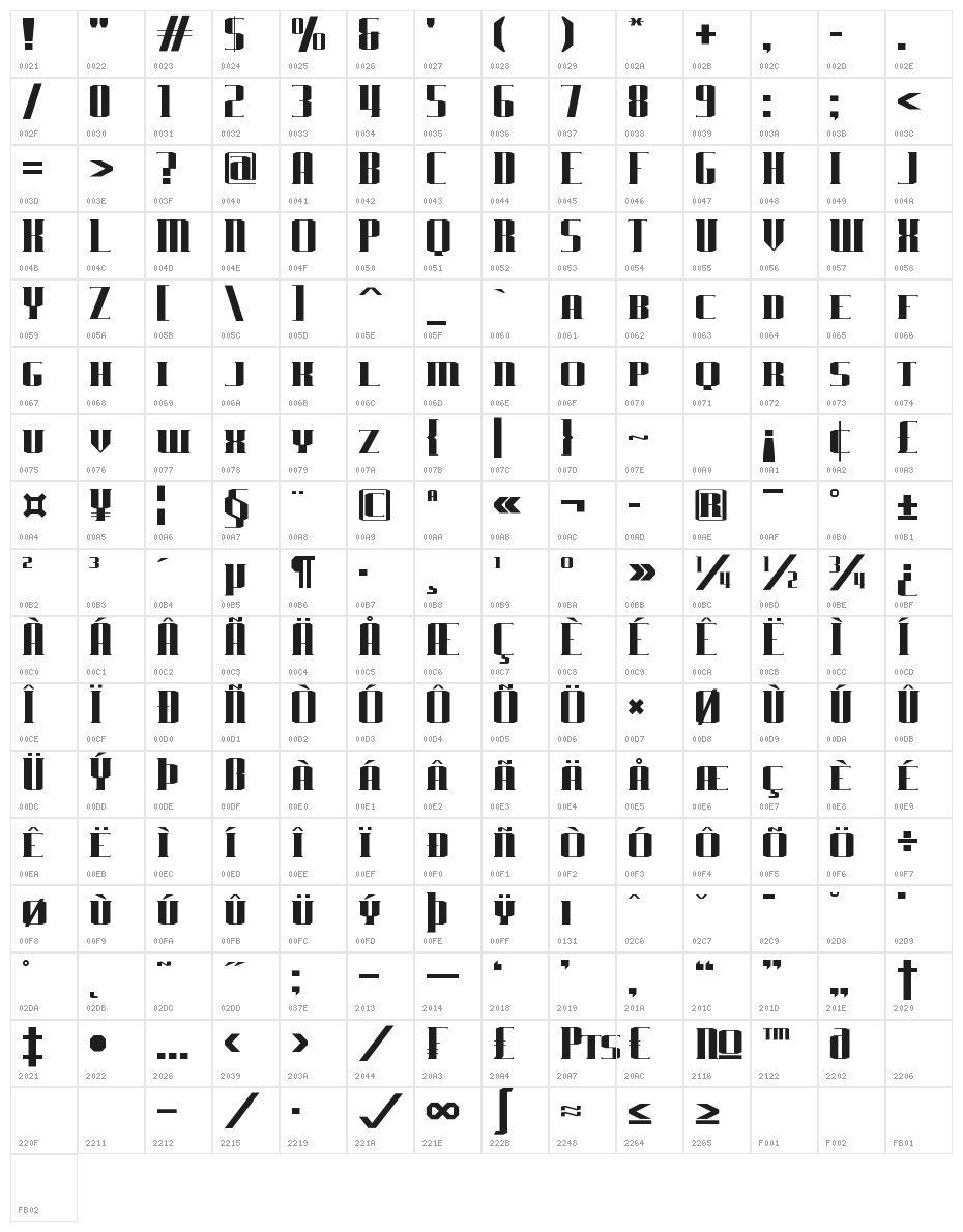J-LOG Starkwood Serif Small Caps Character Map
