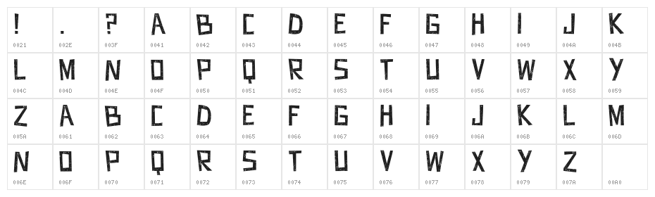 JAMES FONTS Character Map