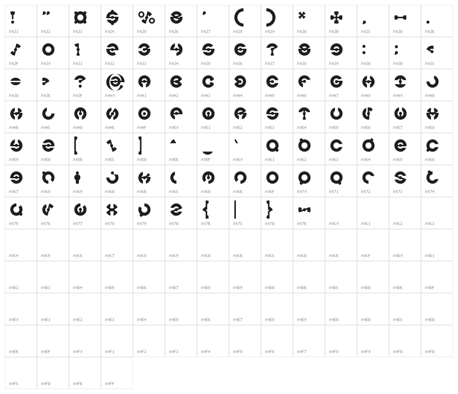 JAMES GLOVER Character Map