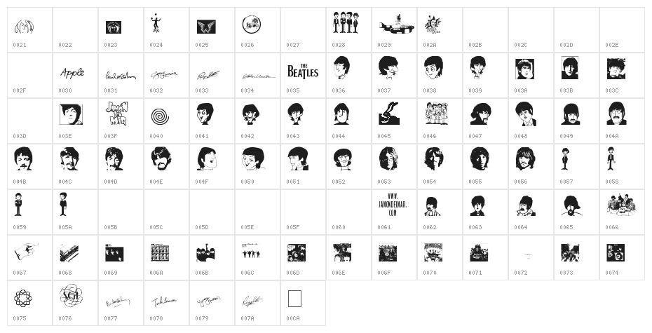 JAMON del MAR Character Map