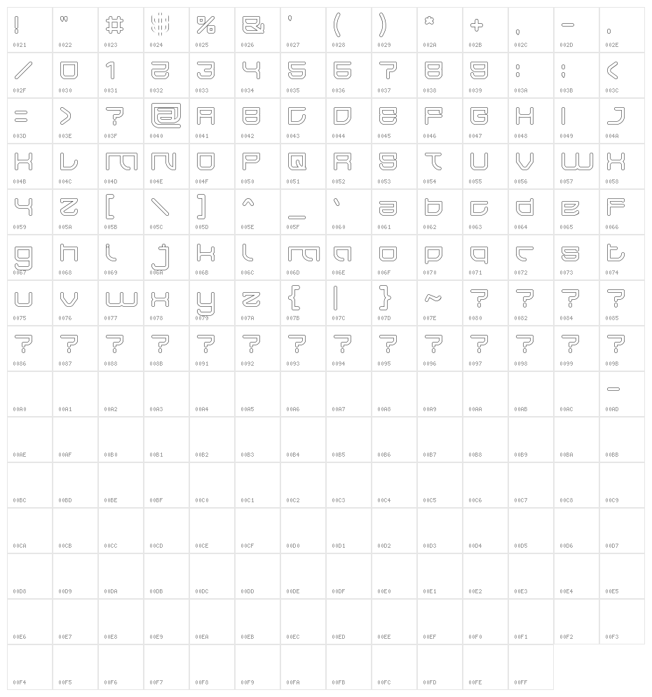 JAPAN-Hollow Character Map