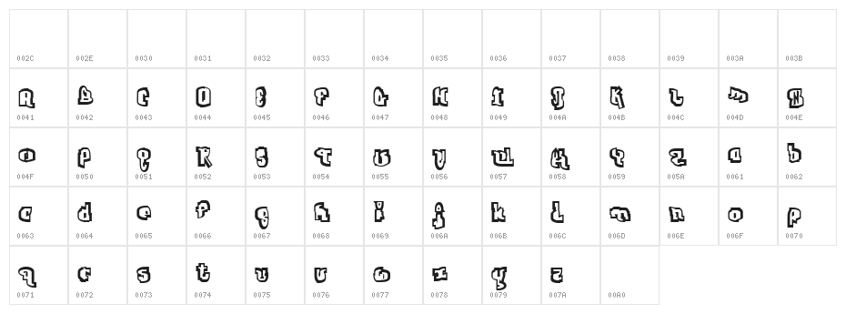 Jab Outline Character Map