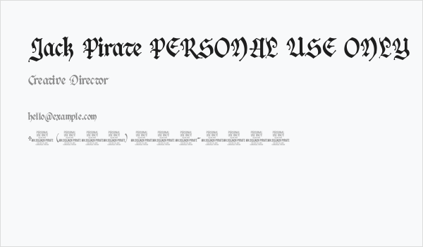 Jack Pirate PERSONAL USE ONLY Business Card