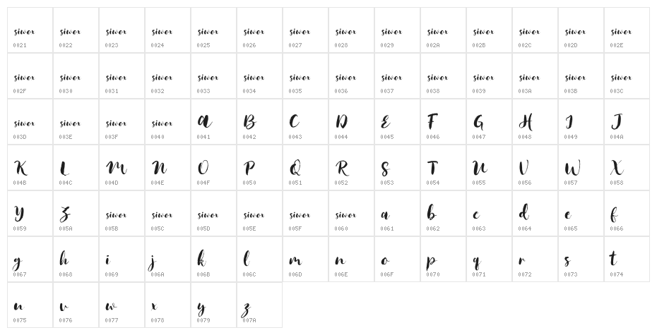JackFrostDemo Character Map