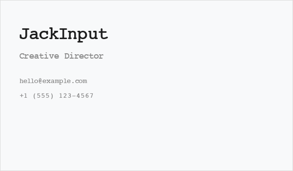 JackInput Business Card