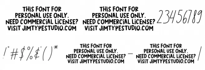 Jack&Kate_PERSONALUSE Font OTHER CHARS