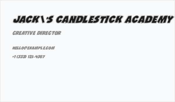 Jack's Candlestick Academy Regular Business Card