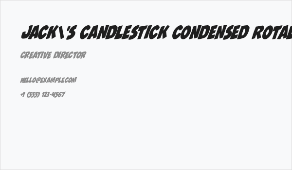 Jack's Candlestick Condensed Rotalic Business Card