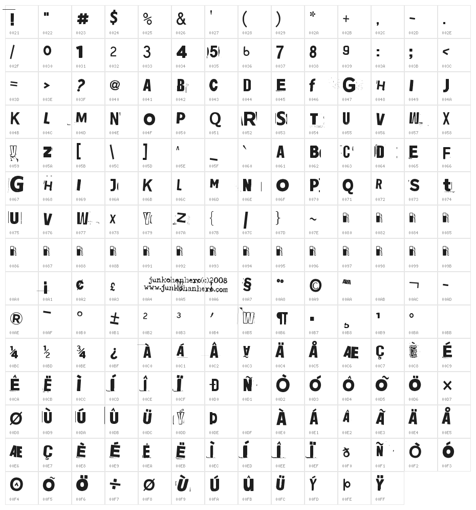 Jadefedga[08] Character Map