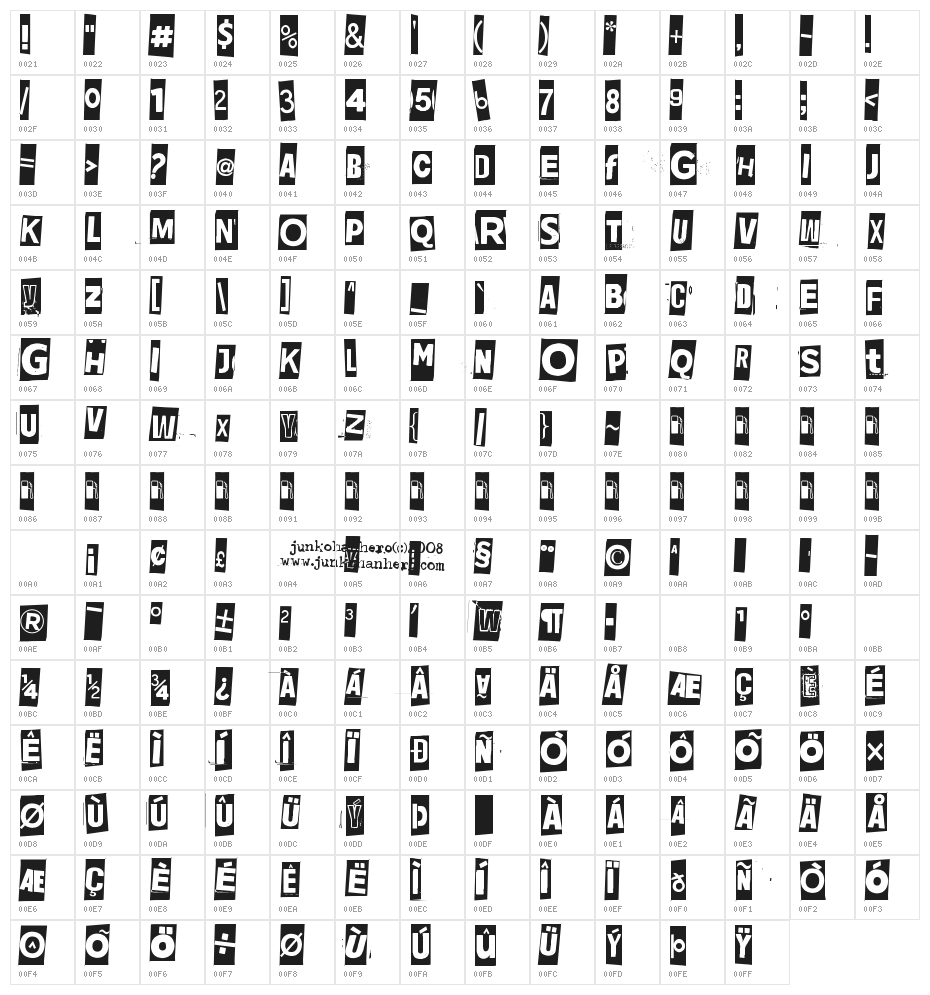 Jadefedgah[8002] Character Map