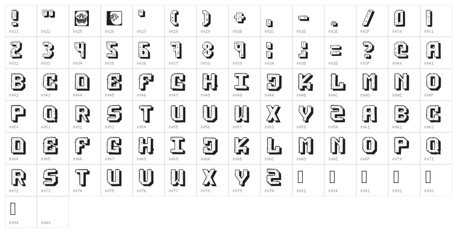 Jahfont Regular Character Map
