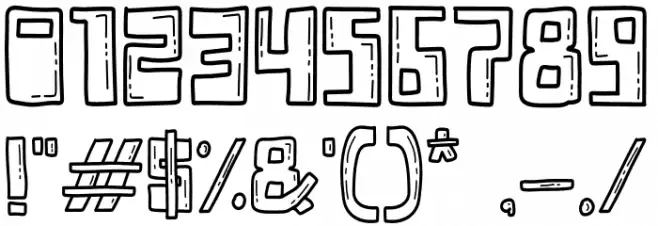 Jakusty Outline Font OTHER CHARS