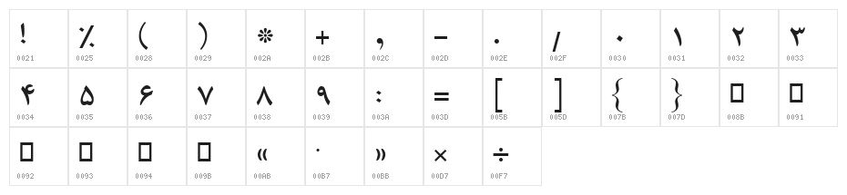 Jalaal Bold Character Map