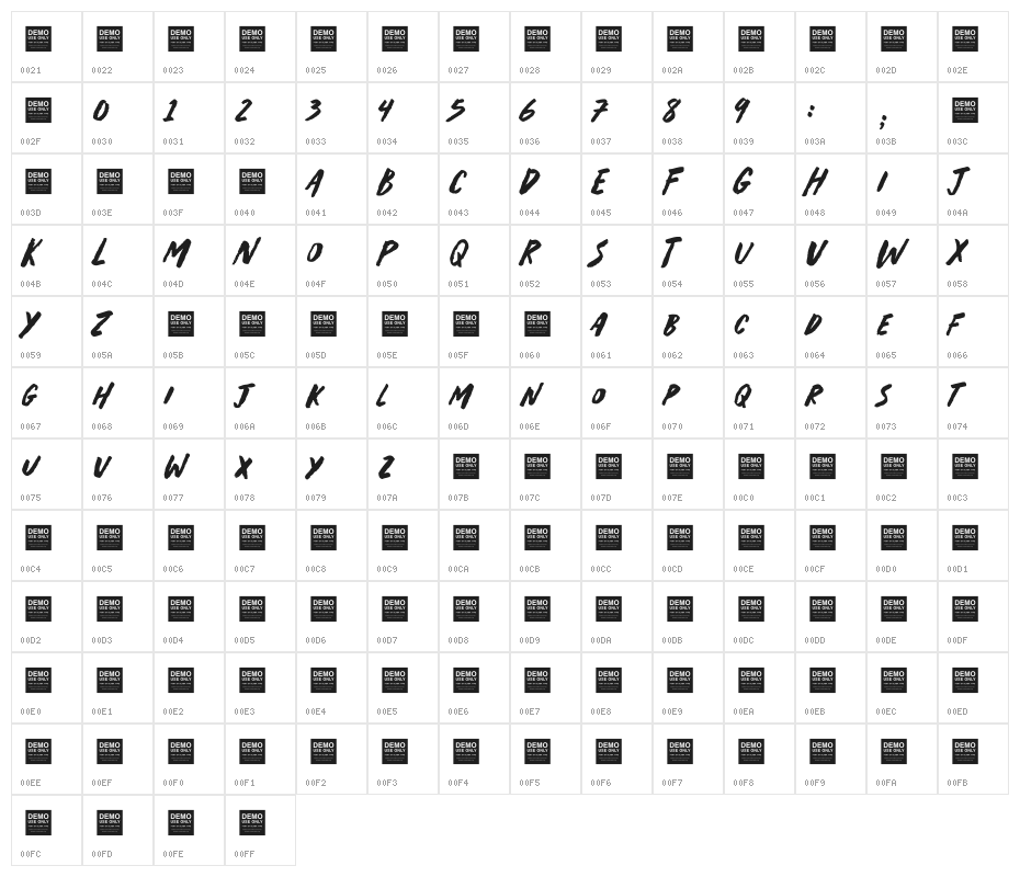 Jam Hot Character Map