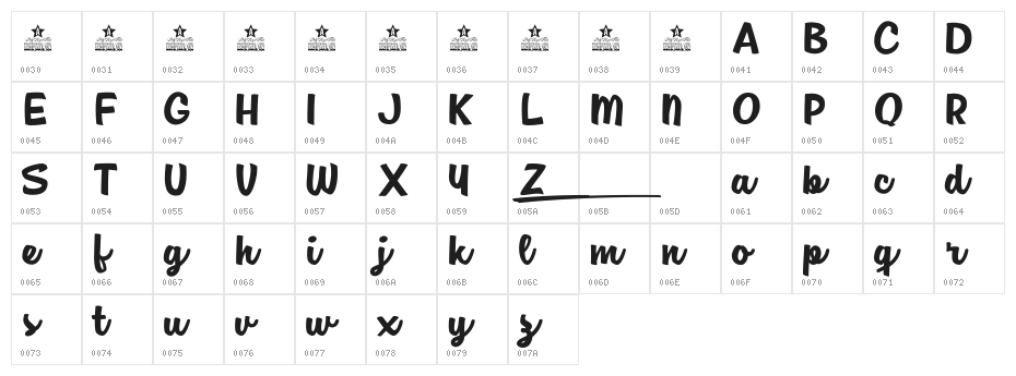 Jam Sessions Personal Use Character Map