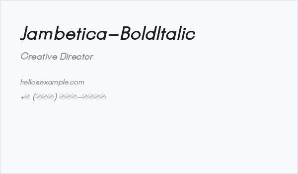 Jambetica-BoldItalic Business Card